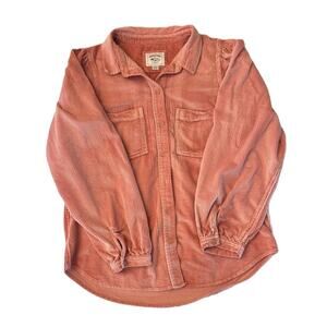 American Eagle Dusty Orange Corduroy Button-Up Shirt – Women’s M, Vintage Look